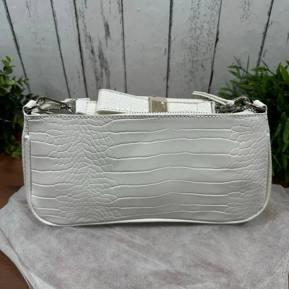 Pretty Little Thing Women's White Croc‎ Shoulder Bag